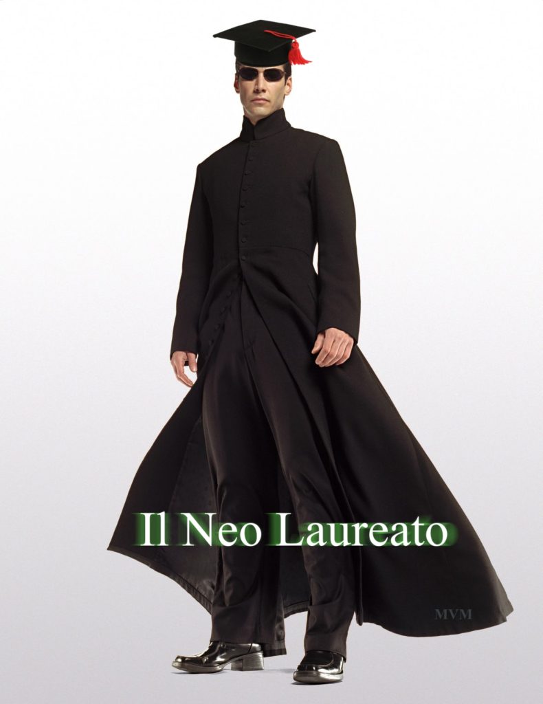 Marco Valerio Masci, il Neo Laureato, ‎2016 Tecnica: digitale raster Note: pubblicato su FB il 7 GIUGNO 2016, immagine base da http://quotesgram.com/keanu-reeves-matrix-quotes/ 